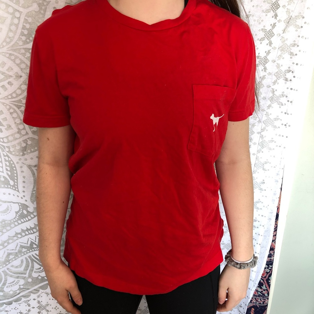 red Victoria secret pink brand shirt
